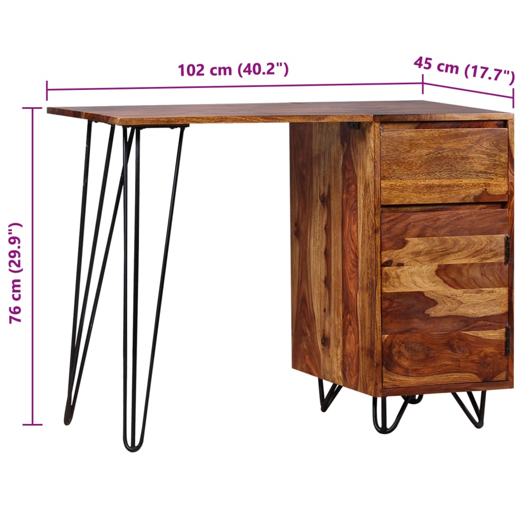 Writing Desk Honey Brown Solid Sheesham Wood Medium Writing Desk