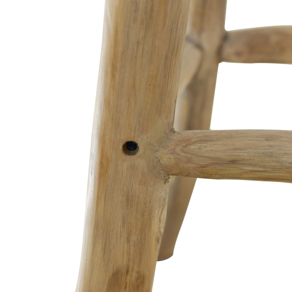 Bar Stool Natural Wood And Multicolor Leather
