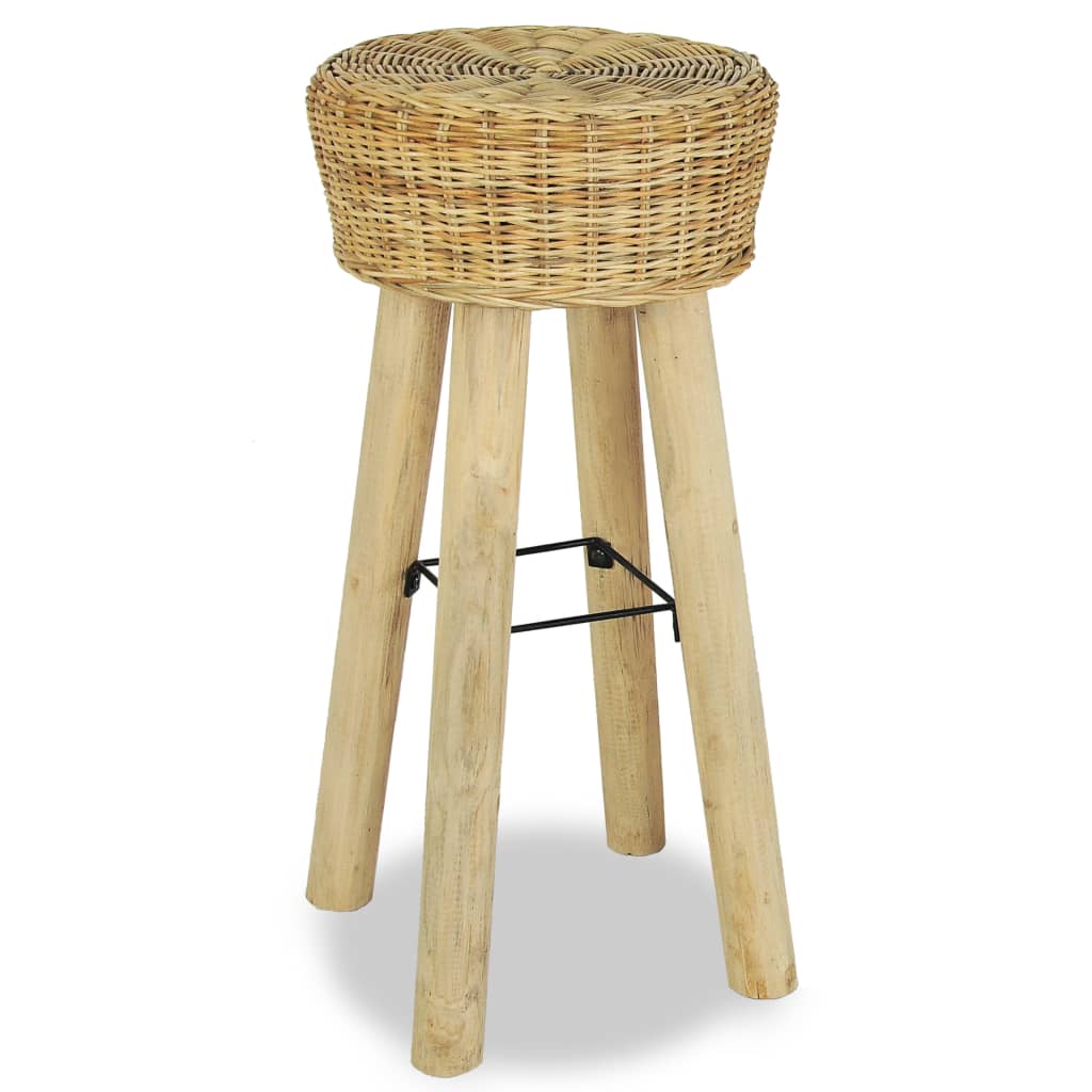 Bar Chair Set Of 2 Natural Rattan