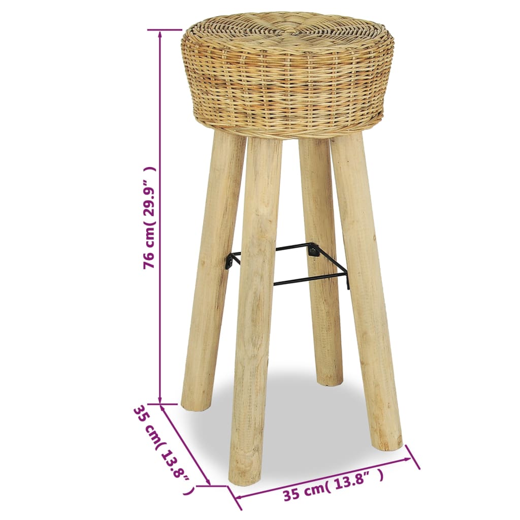 Bar Chair Set Of 2 Natural Rattan