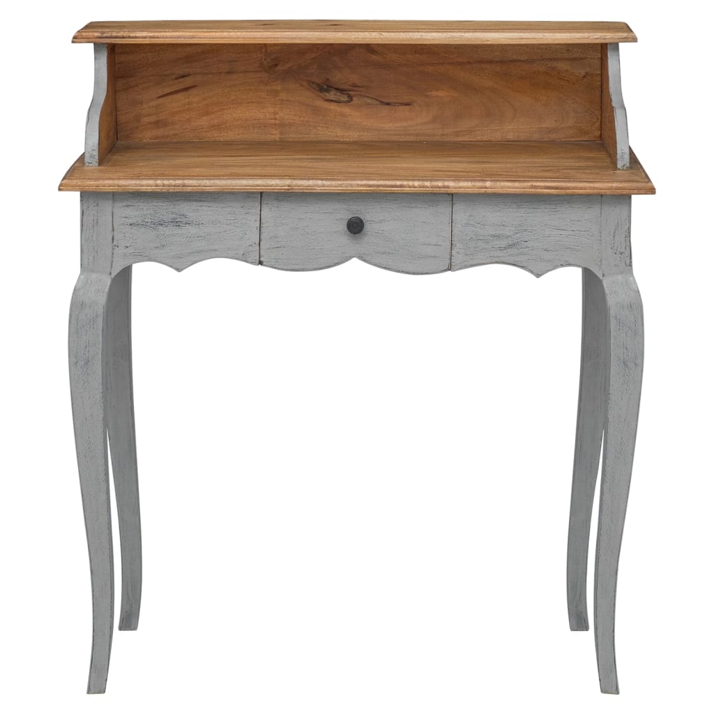 Writing Desk Mahogany, Grey Solid Mahogany Wood