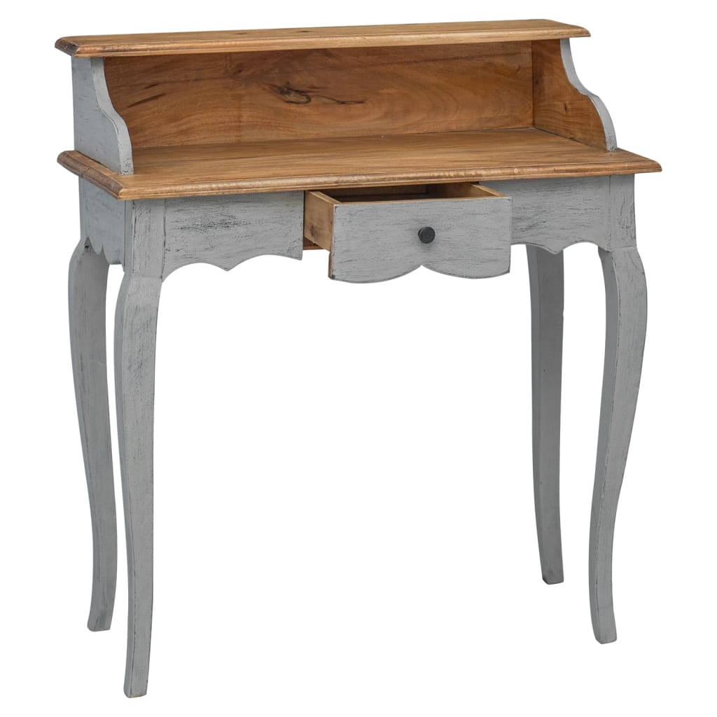 Writing Desk Mahogany, Grey Solid Mahogany Wood