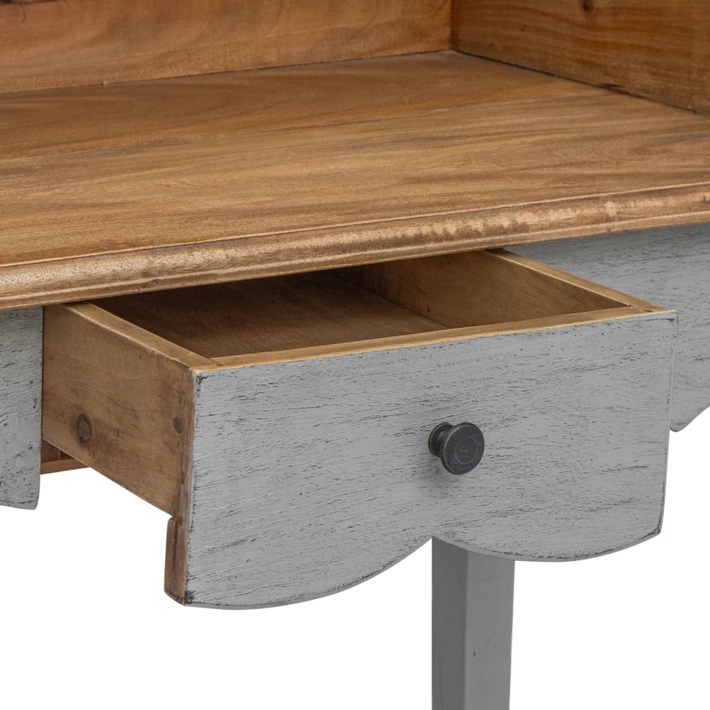 Writing Desk Mahogany, Grey Solid Mahogany Wood