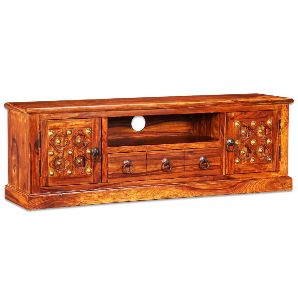 Tv Stand Natural Sheesham Solid Sheesham Wood, Copper