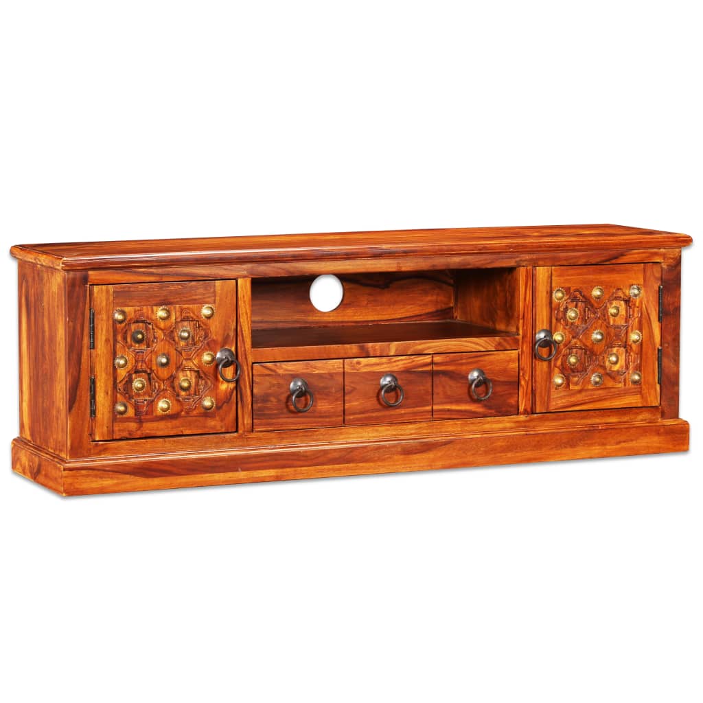 Tv Stand Natural Sheesham Solid Sheesham Wood, Copper