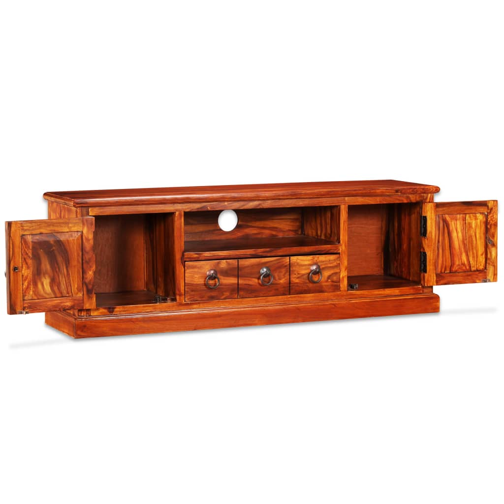 Tv Stand Natural Sheesham Solid Sheesham Wood, Copper
