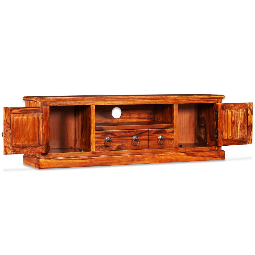 Tv Stand Natural Sheesham Solid Sheesham Wood, Copper