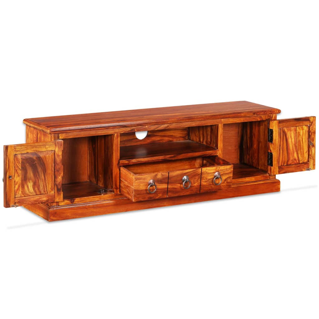 Tv Stand Natural Sheesham Solid Sheesham Wood, Copper