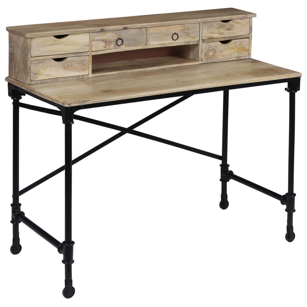 Writing Desk Natural Mango Wood Solid Mango Wood And Steel Medium