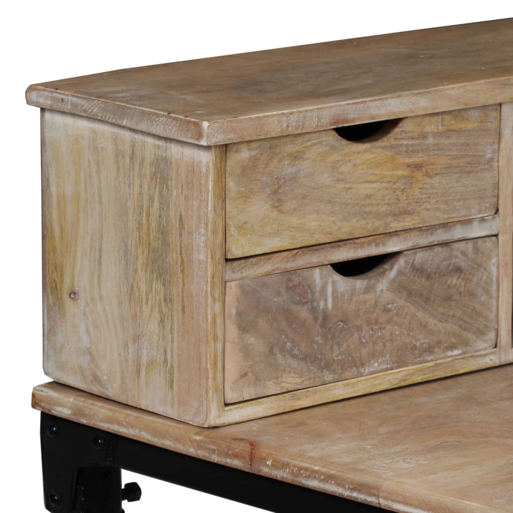 Writing Desk Natural Mango Wood Solid Mango Wood And Steel Medium