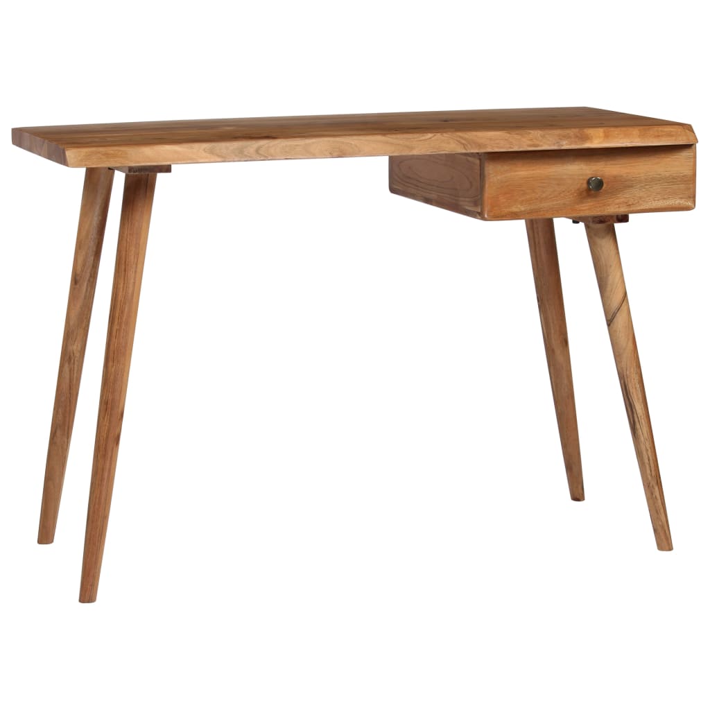 Writing Table Natural Wood Solid Acacia Wood 43.3X19.7X29.9 In
