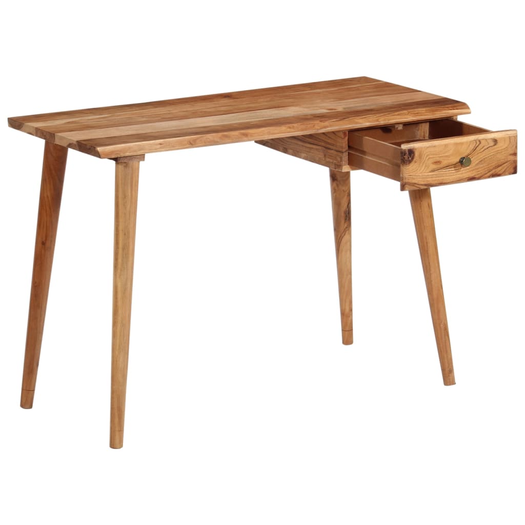 Writing Table Natural Wood Solid Acacia Wood 43.3X19.7X29.9 In