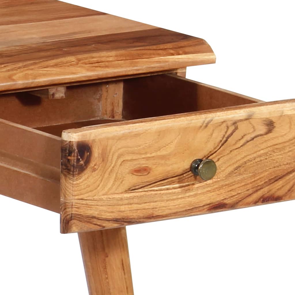 Writing Table Natural Wood Solid Acacia Wood 43.3X19.7X29.9 In