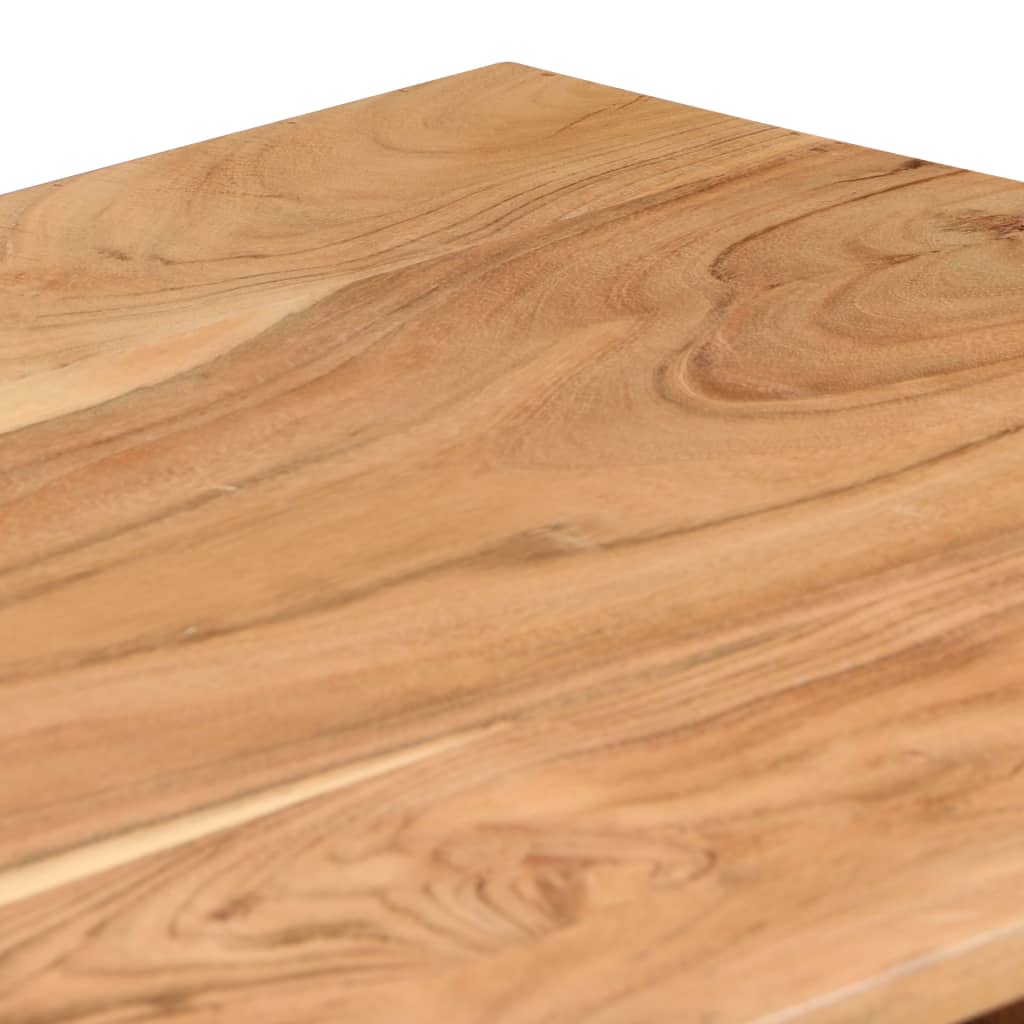 Writing Table Natural Wood With Black Legs Solid Acacia Wood Medium