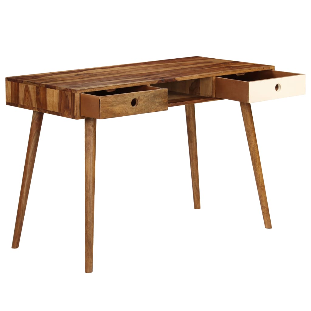 Writing Desk Brown And White Solid Sheesham Wood