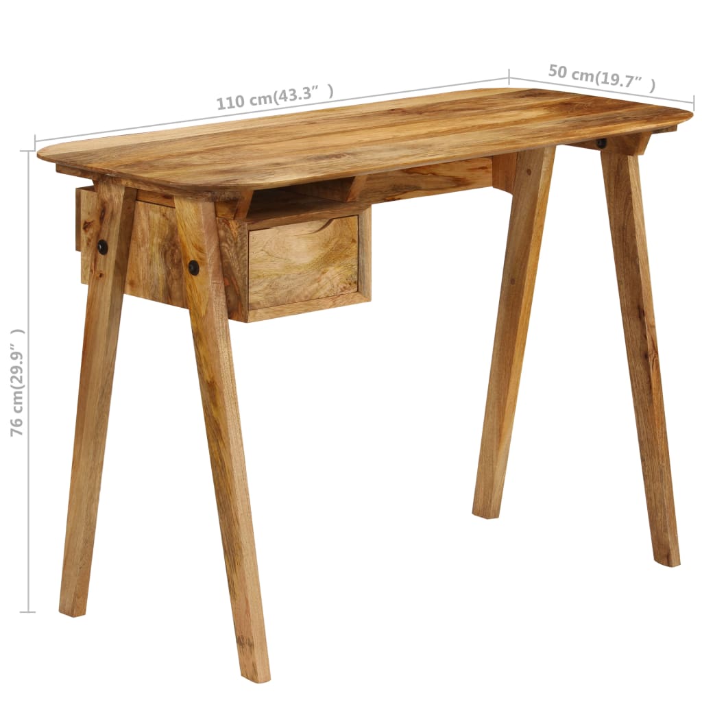 Writing Desk Natural Mango Wood Solid Mango Wood Medium