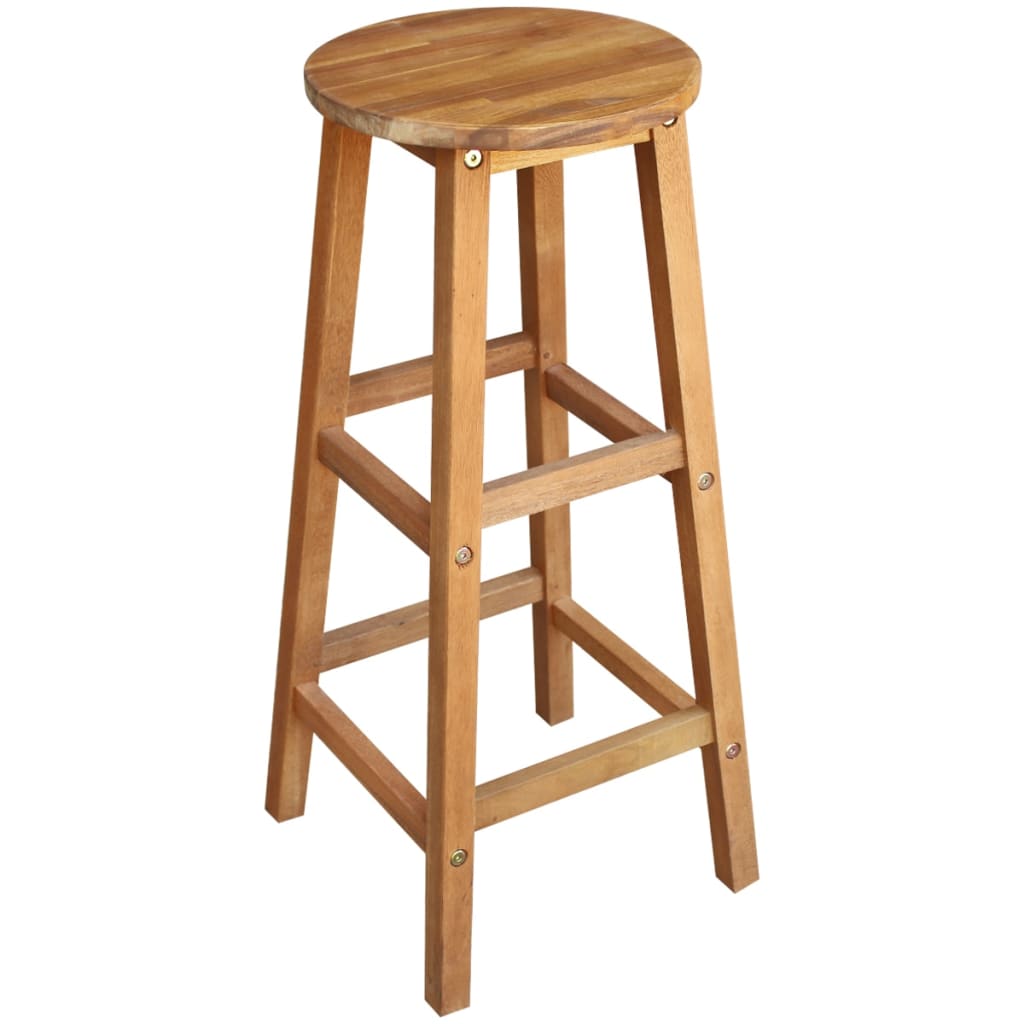 Bar Table And Stool Brown Solid Acacia Wood Medium Footrest