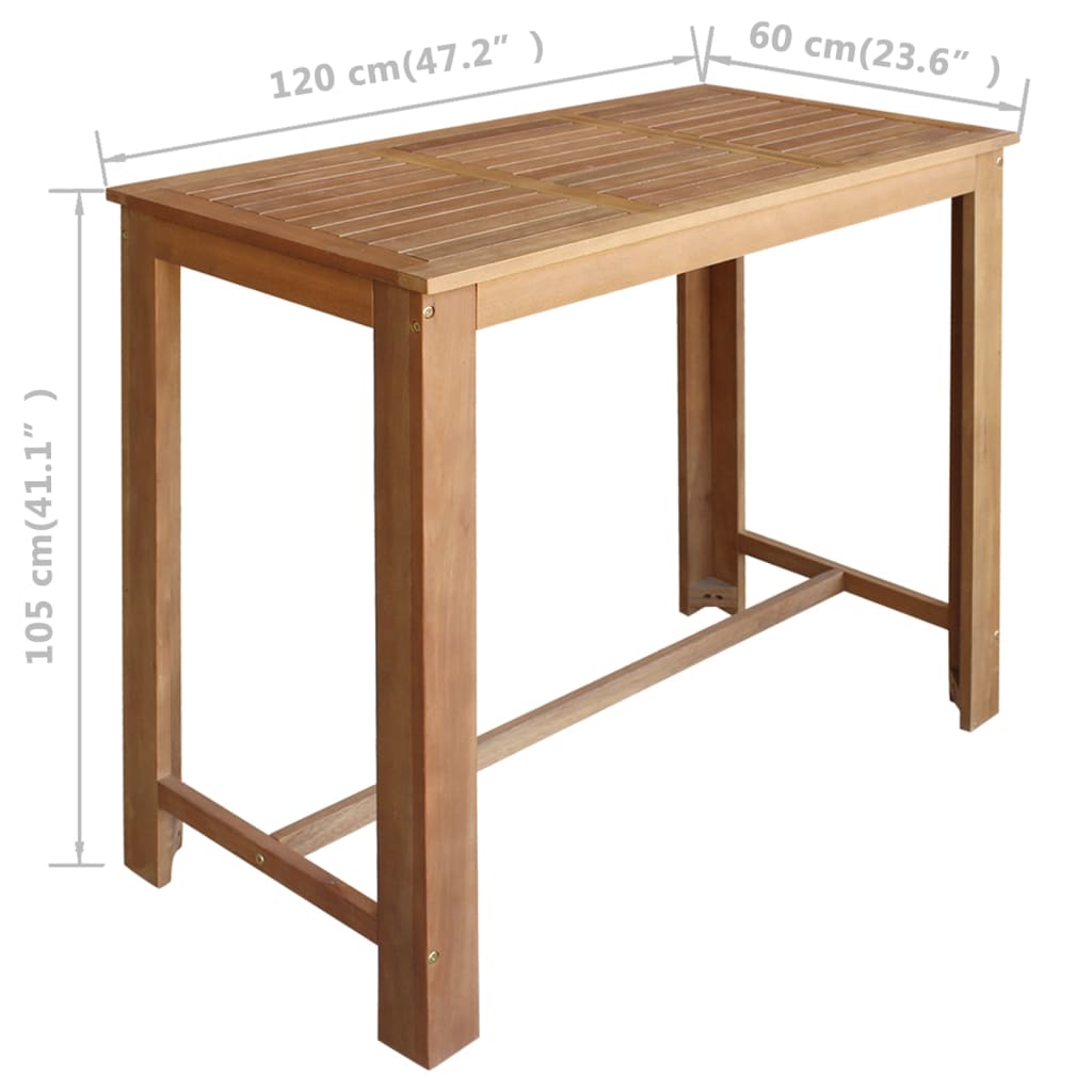 Bar Table And Stool Brown Solid Acacia Wood Medium Footrest