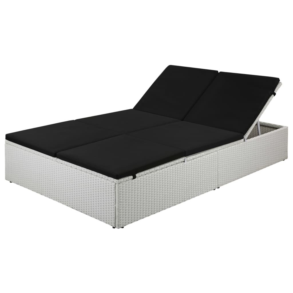 Sun Lounger Pe Rattan Double Adjustable Headrests