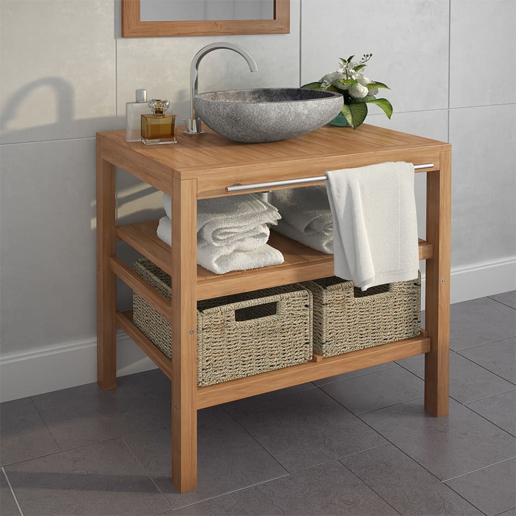 Bathroom Vanity Cabinet Teak Solid Teak Wood, Seagrass