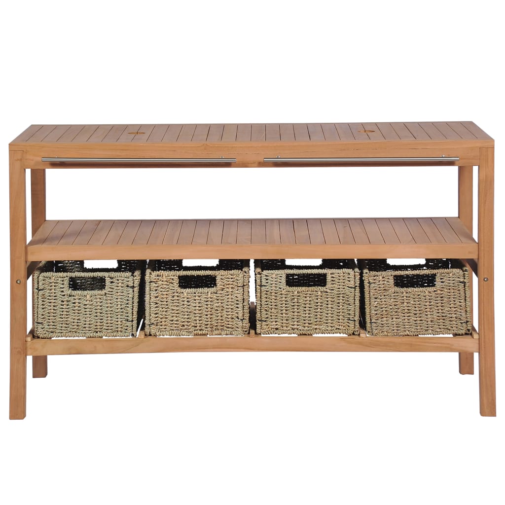 Bathroom Vanity Cabinet With 4 Baskets Solid Teak 52"X17.7"X29.5"