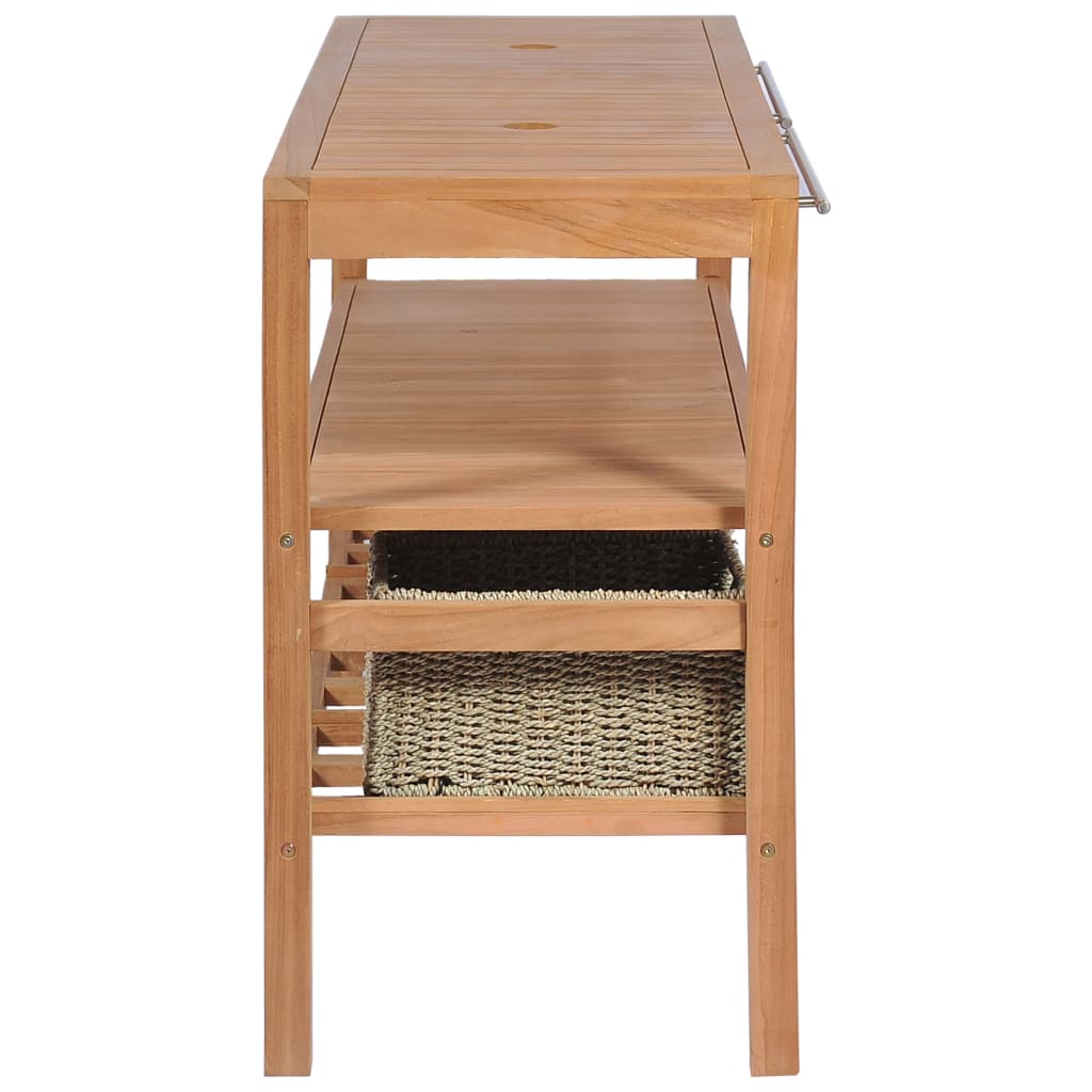 Bathroom Vanity Cabinet With 4 Baskets Solid Teak 52"X17.7"X29.5"