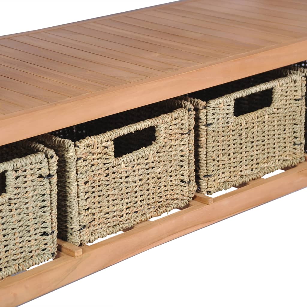 Bathroom Vanity Cabinet With 4 Baskets Solid Teak 52"X17.7"X29.5"
