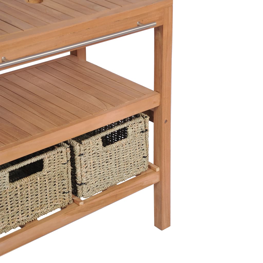 Bathroom Vanity Cabinet With 4 Baskets Solid Teak 52"X17.7"X29.5"