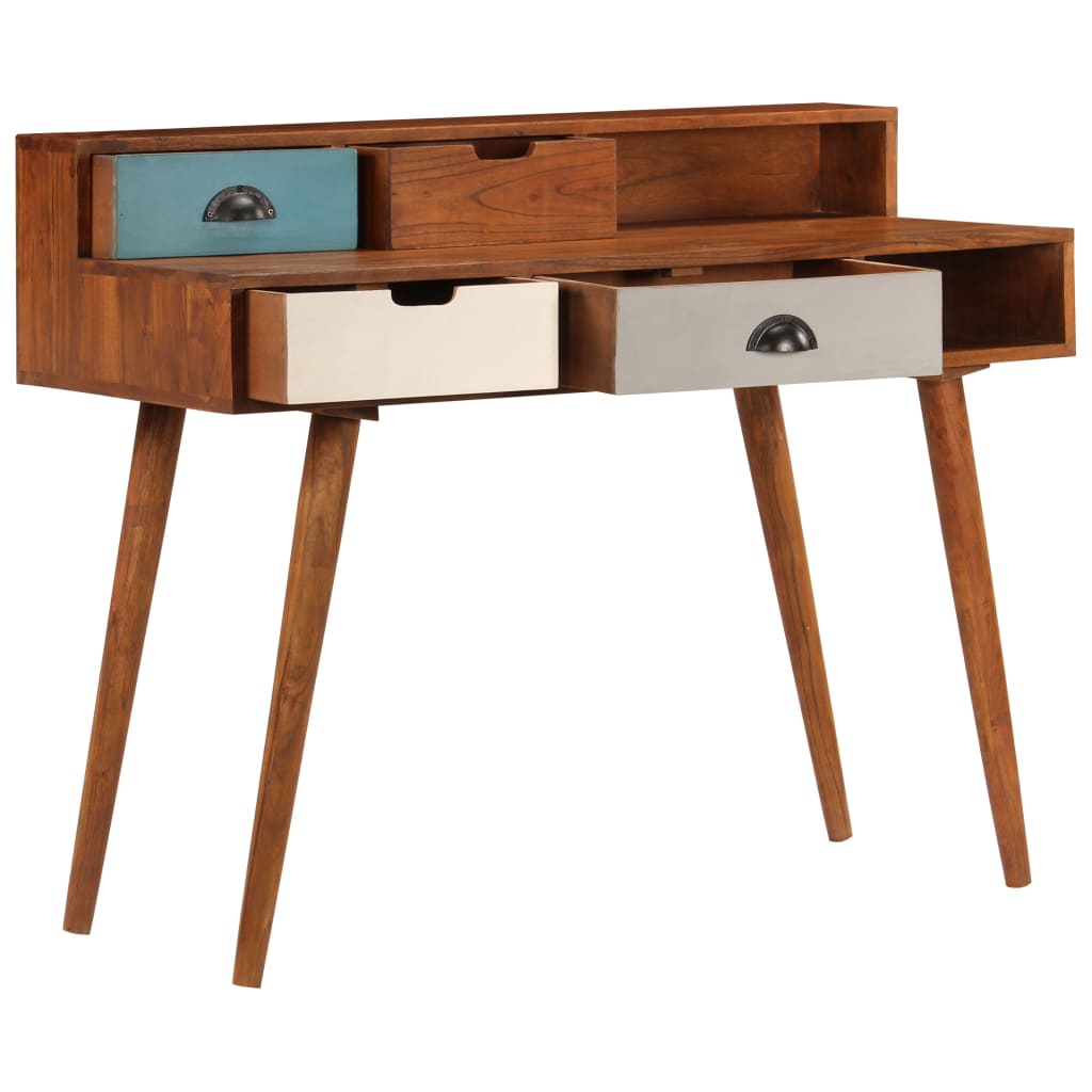 Writing Desk Dark Honey Solid Acacia Wood Medium Storage