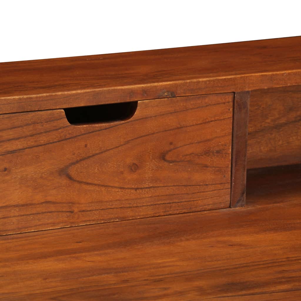 Writing Desk Dark Honey Solid Acacia Wood Medium Storage