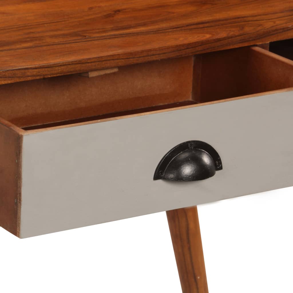 Writing Desk Dark Honey Solid Acacia Wood Medium Storage