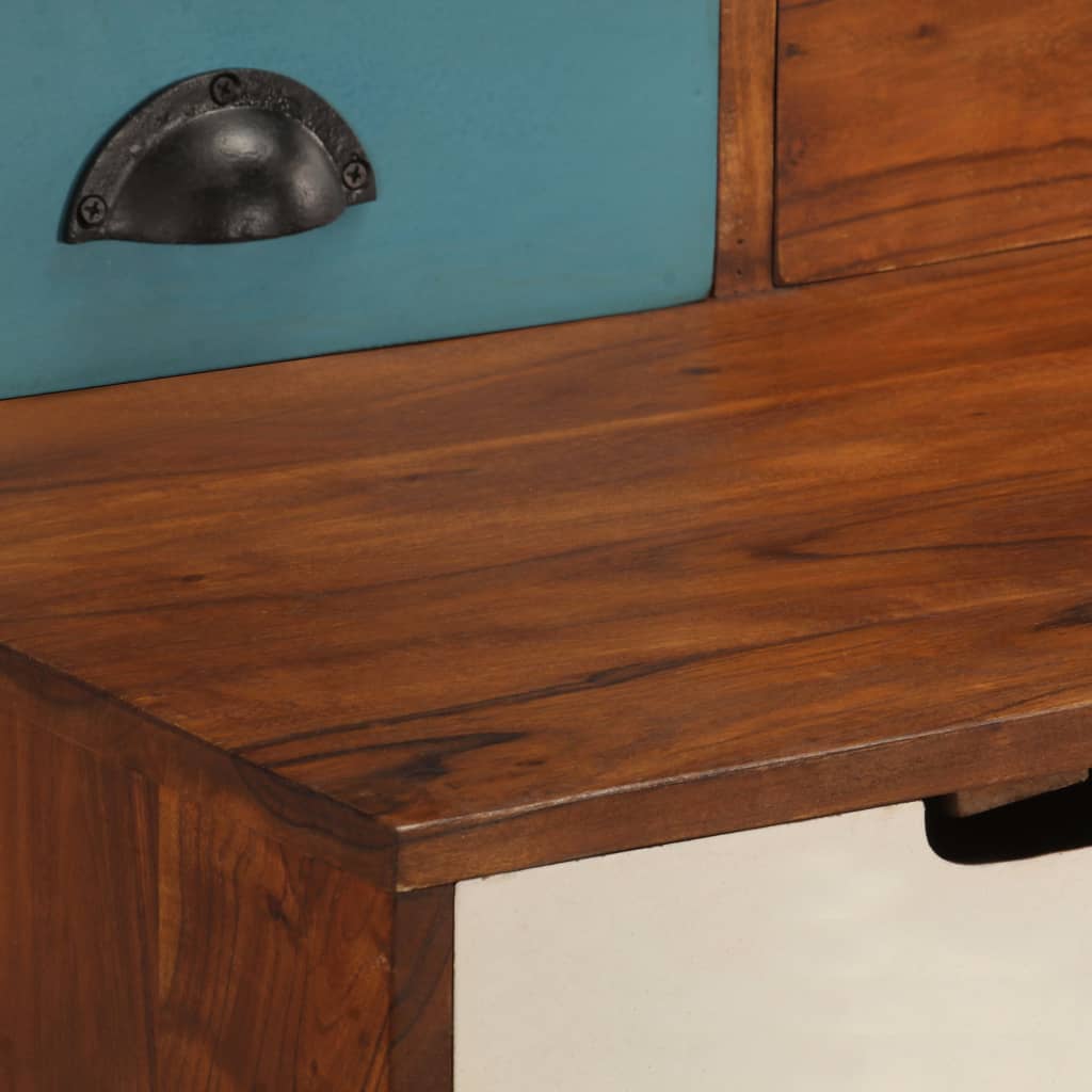 Writing Desk Dark Honey Solid Acacia Wood Medium Storage