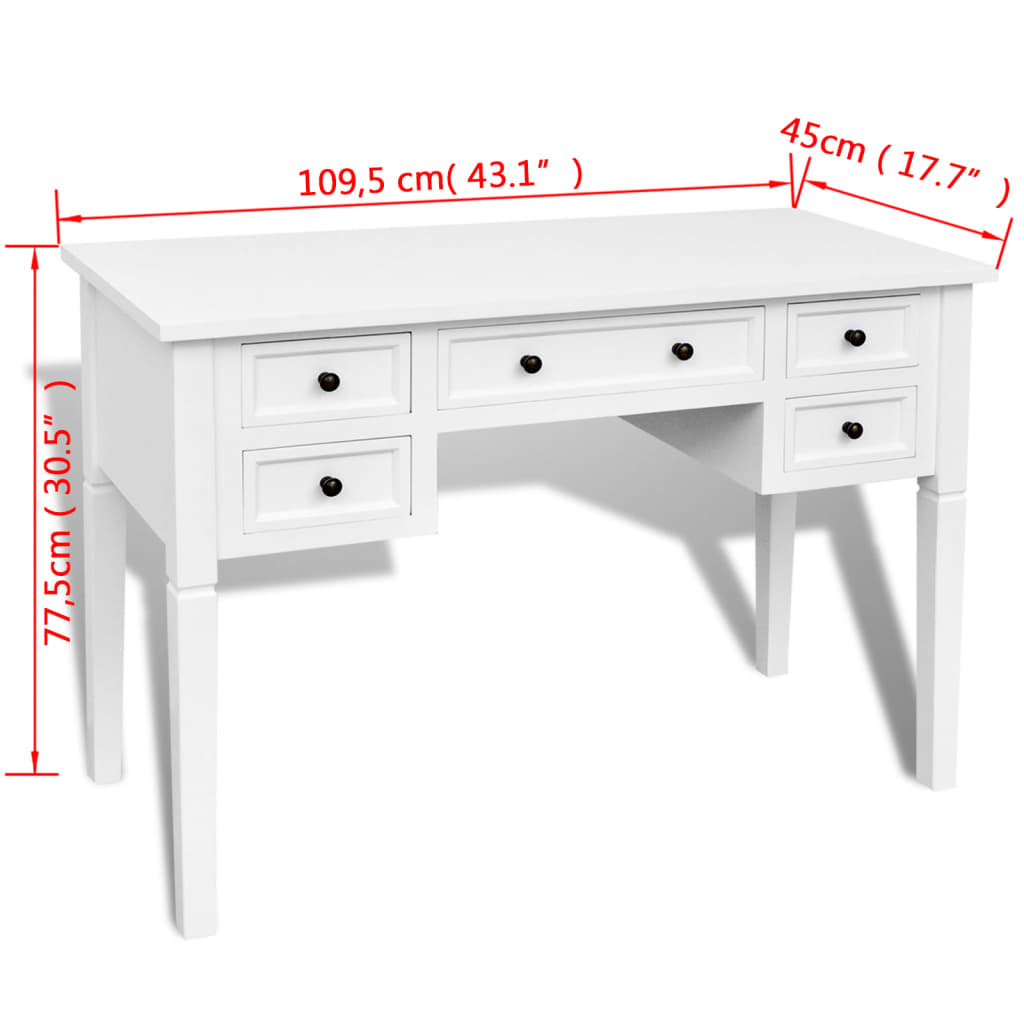 Writing Desk Mdf And Pine Wood 43.1 In × 17.7 In × 30.5 In