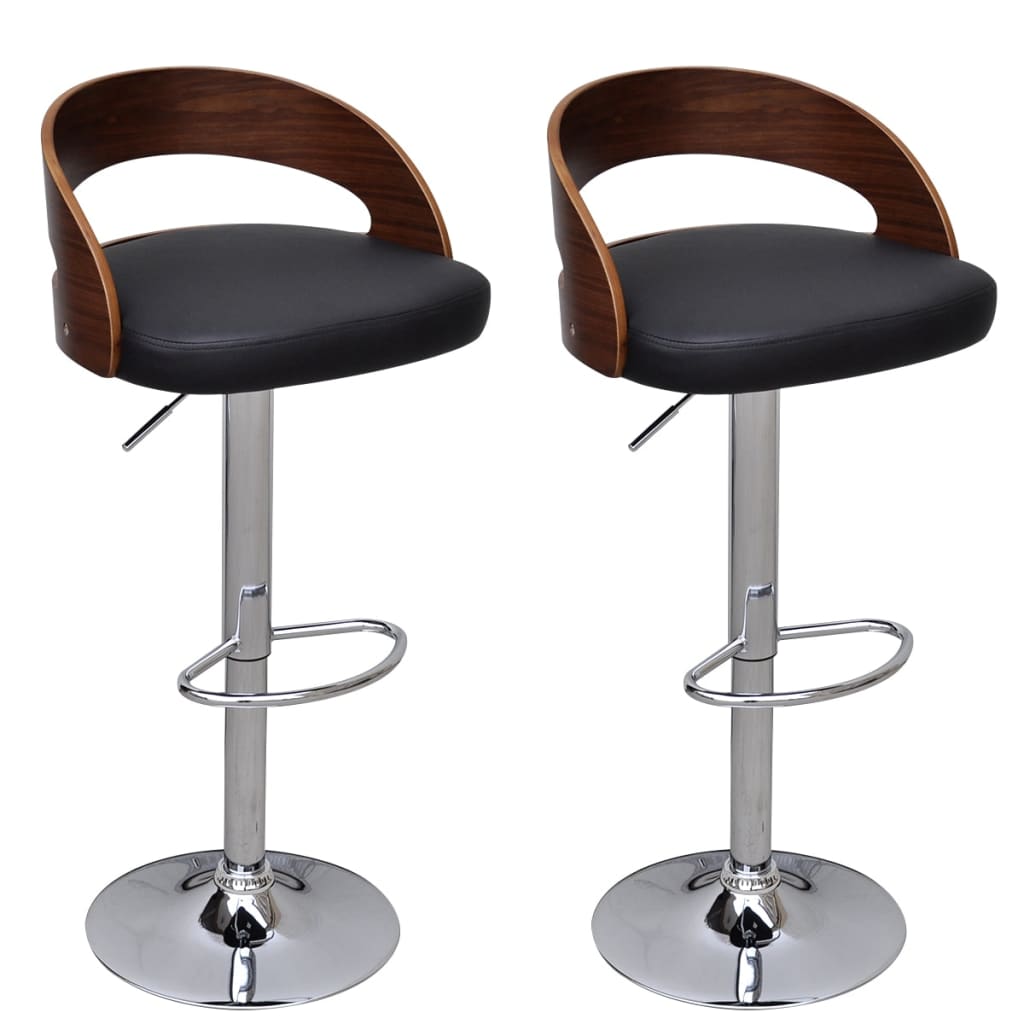 Bar Chair Set Of 2 Dark Grey And Dark Brown