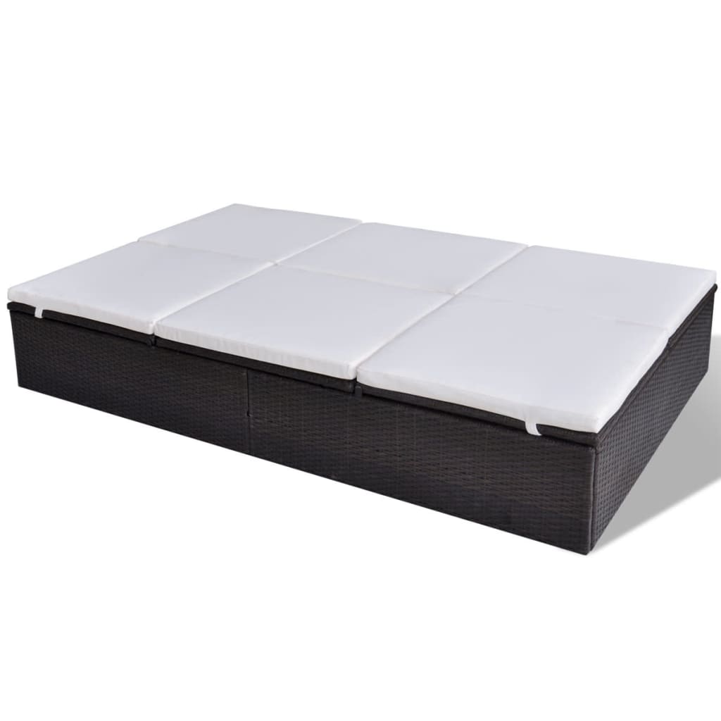 Sun Lounger Pe Rattan Double Adjustable Headrests