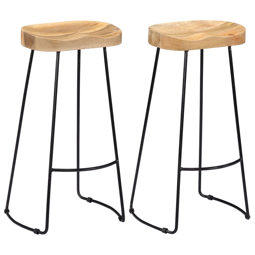 Bar Chair Set Of 2 Walnut Brown And Brass