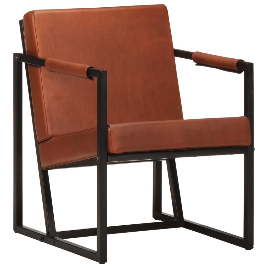 Armchair Genuine Leather, Powder-Coated Steel Standard