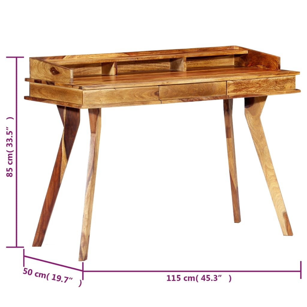 Writing Desk Brown Solid Sheesham Wood Medium Writing Desk