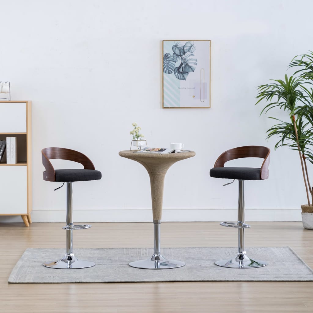 Bar Chair Set Of 2 Dark Grey And Dark Brown