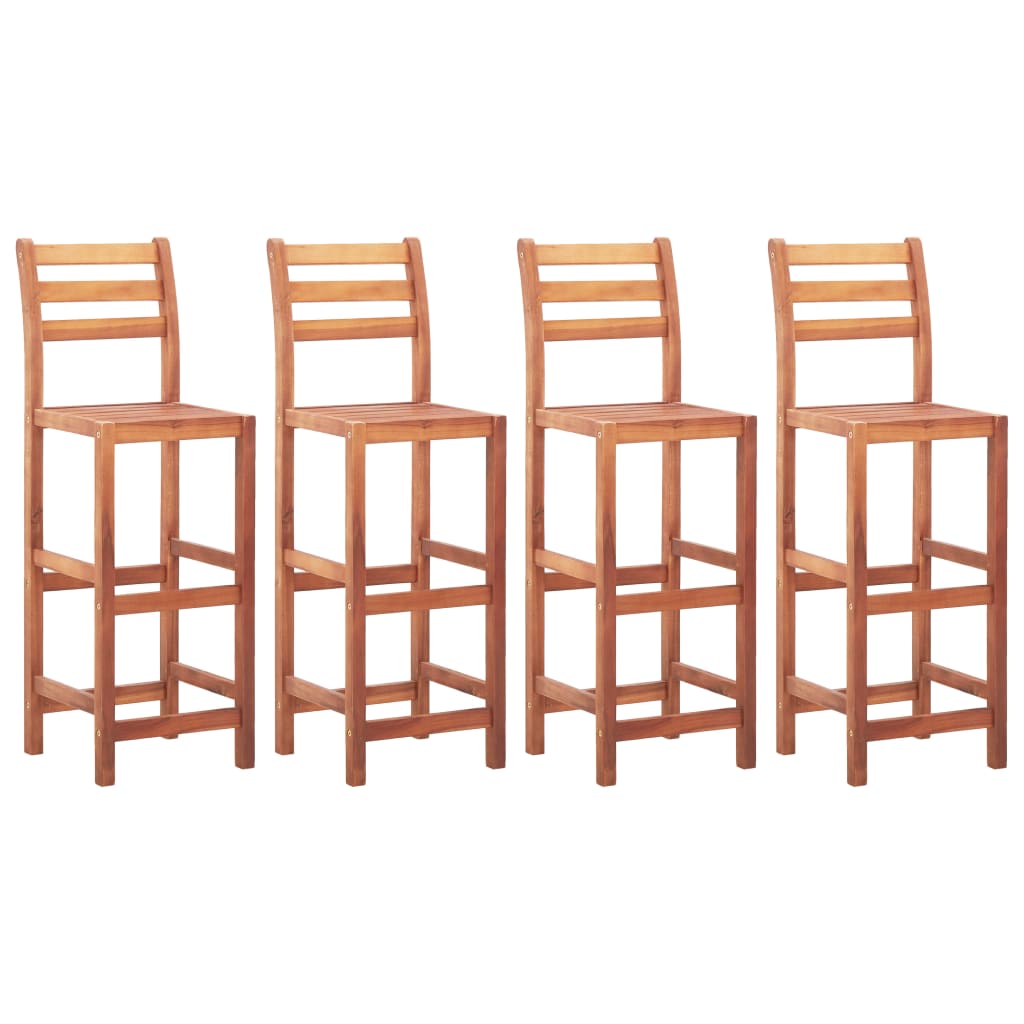 Bar Chair Set Of 2 Natural Wood Solid Acacia Wood Standard
