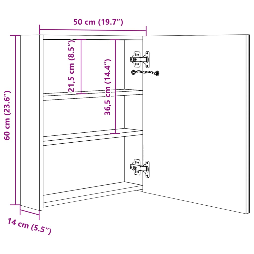 Bathroom Cabinet White, Silver Mdf, Glass 19.7 X 5.3 X 23.6 In