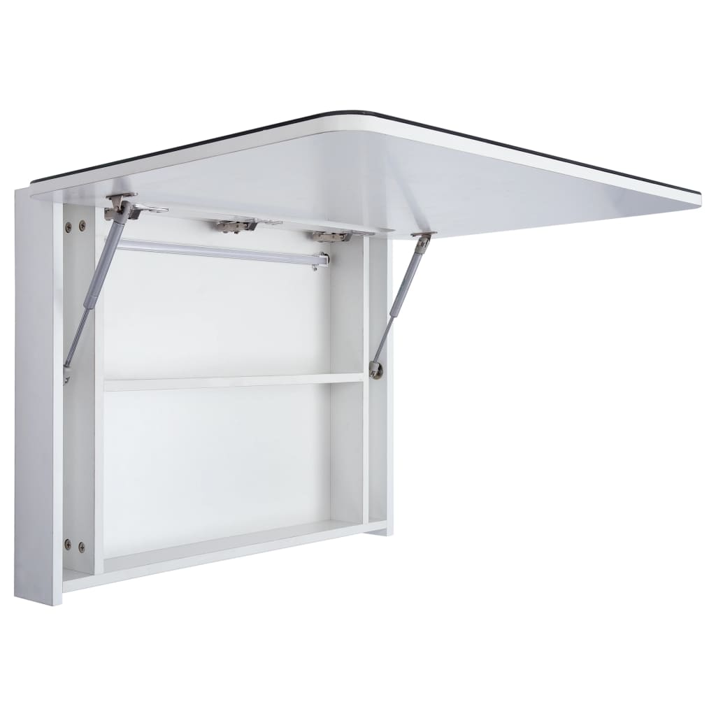 Bathroom Cabinet White And Silver Mdf With Melamine Finish, Glass