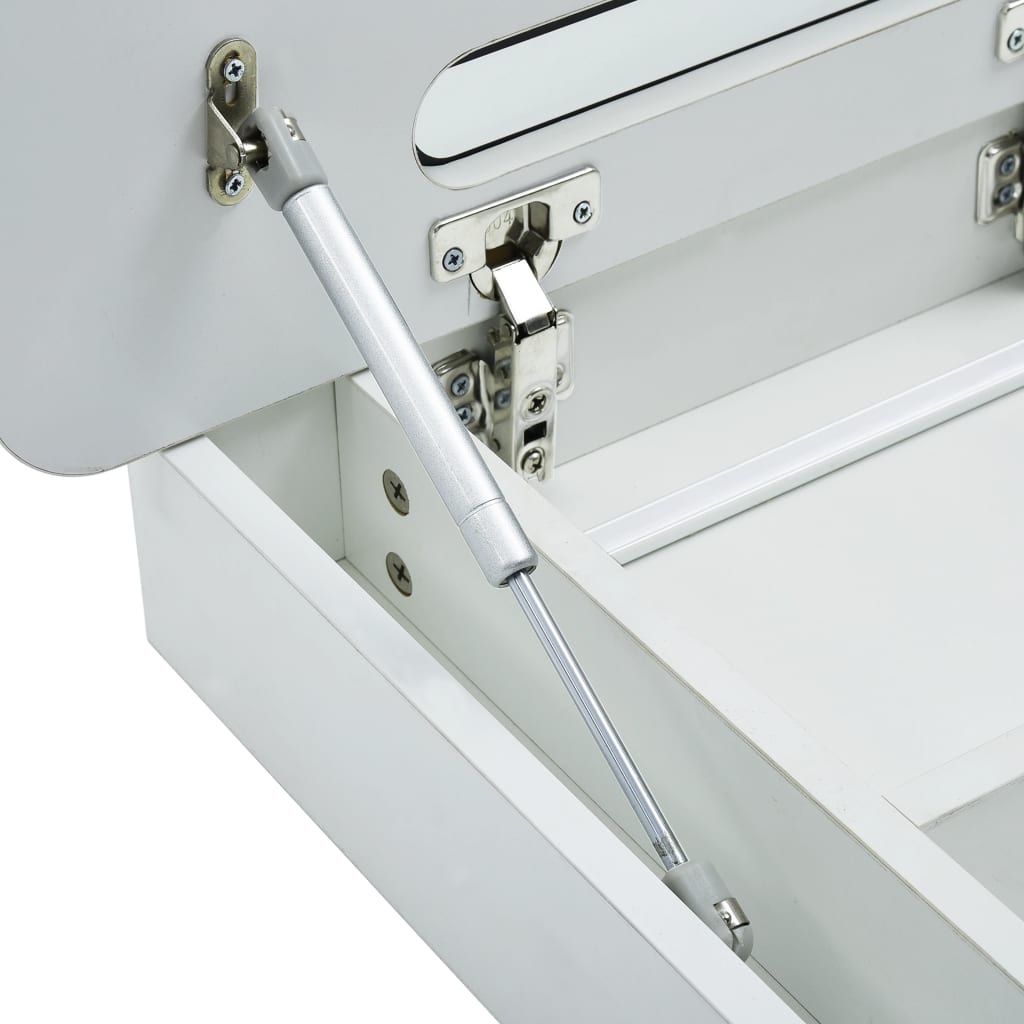Bathroom Cabinet White And Silver Mdf With Melamine Finish, Glass