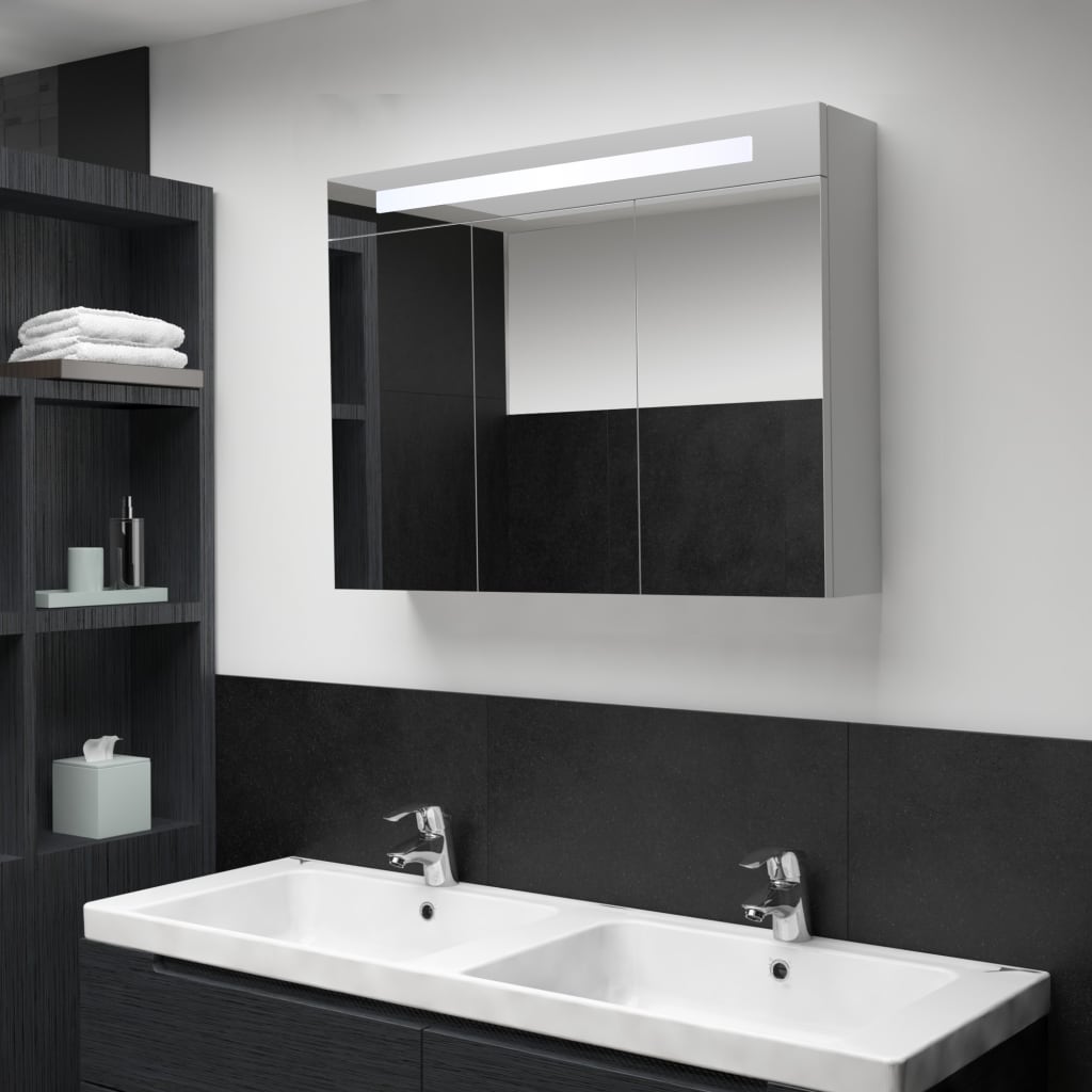 Bathroom Cabinet White And Silver