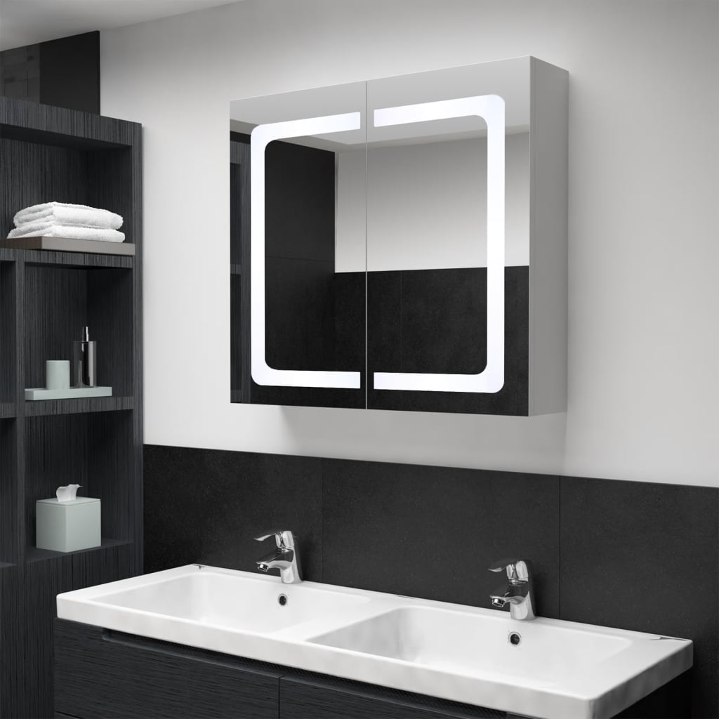 Bathroom Cabinet White And Silver