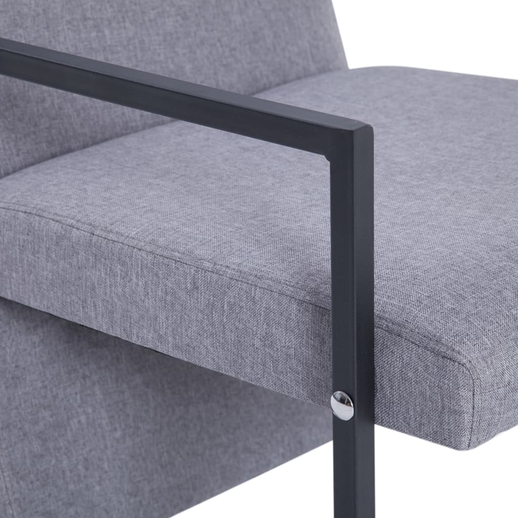 Armchair Light Gray Solid Wood, Plywood, Chrome, Polyester