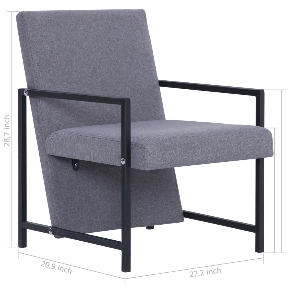 Armchair Light Gray Solid Wood, Plywood, Chrome, Polyester