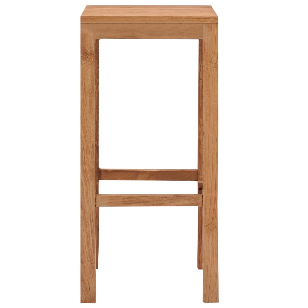 Bar Stool Set Of 2 Brown Solid Teak Wood Standard Durable