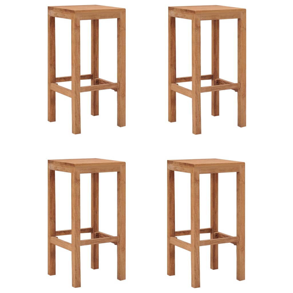 Bar Stool Set Of 2 Brown Solid Teak Wood Standard Durable