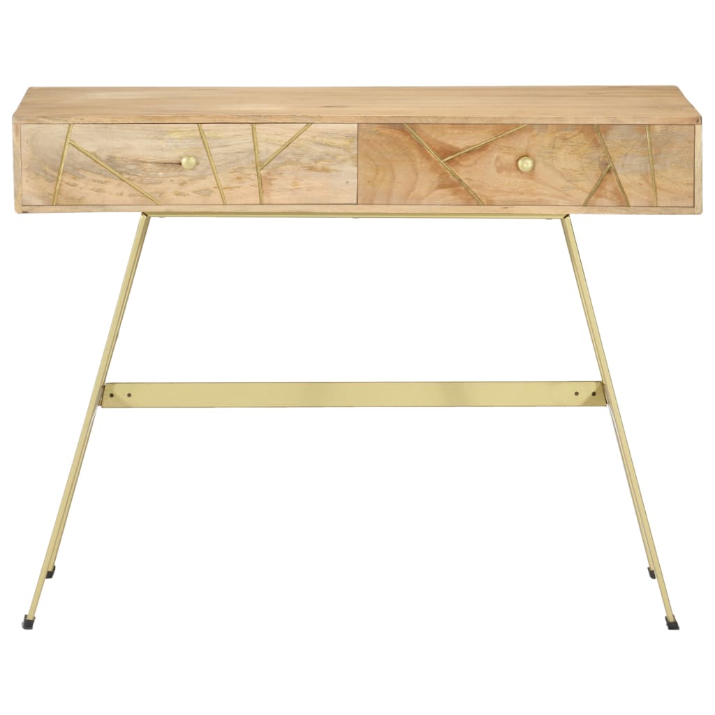 Writing Desk Natural With Brass And Steel